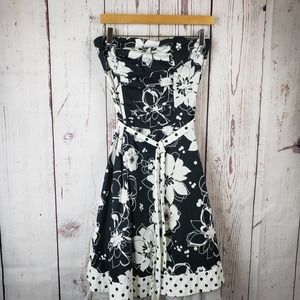 Ruby Rox Halter Top Dress Womens Size 11 Floral Ruffle Cotton Black